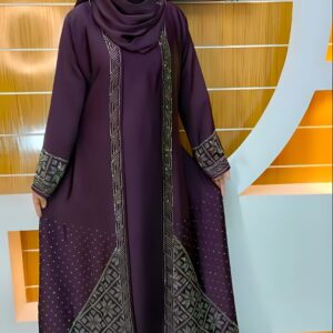 Borkha+Hijab Stylish Stone Borkha Dubai Cherry