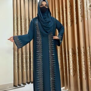 Borkha+Hijab Stylish Stone Borkha Dubai Cherry