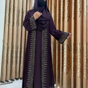 Borkha+Hijab Stylish Stone Borkha Dubai Cherry