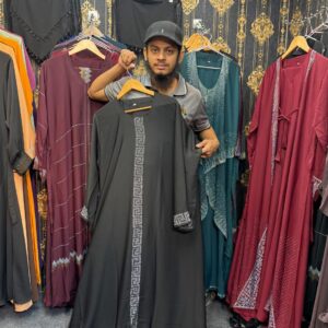 120 Gher Borkha, 90 inch Hijab, Nikab Premium Quality Dubai Cheri borka2401-Black