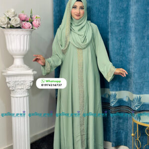 120 Gher Borkha, 90 inch Hijab, Nikab Premium Quality Dubai Cheri borka2401-Firoza
