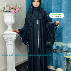 আবায়া হিজাব প্রিমিয়াম কোয়ালিটির দুবাই চেরি কাপড়ের বোরখা Borkha2436 Black