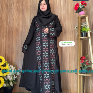 অরিজিনাল ঝুম কাপড়ের স্টোনের বোরকা হিজাব Jhum Embrodary 2529